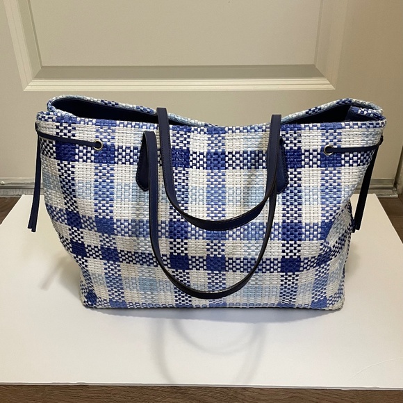 Blue & White Kate Spade Woven Tote - Picture 2 of 14